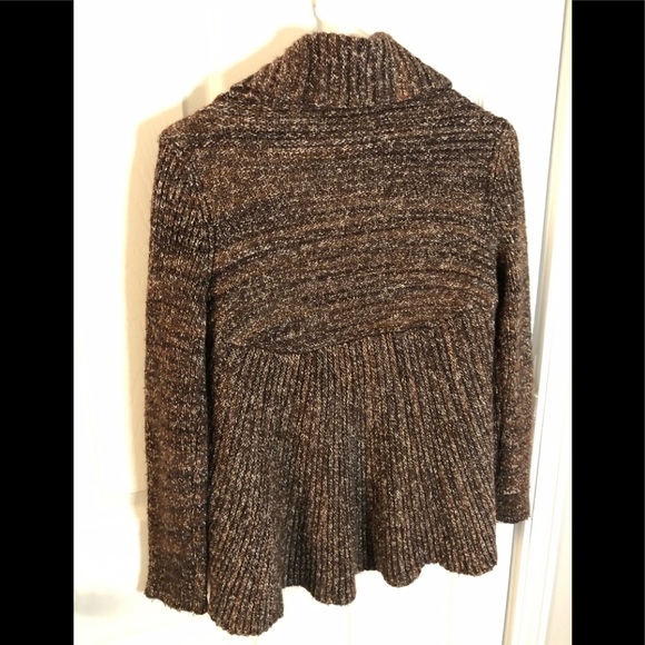 Dressbarn Swing-Hem Open-Front Cardigan, Brown/Cream Knit, Women’s Medium - Picture 3 of 6